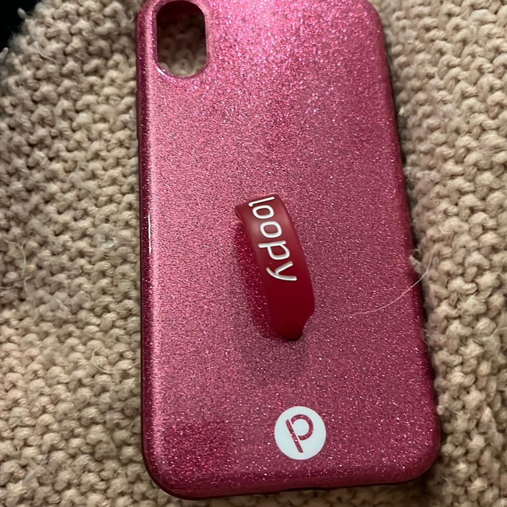 iPhone pink glitter xr loopy case